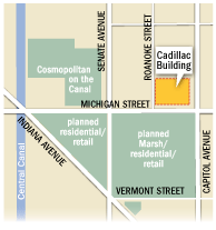 map of the Cadillac Building, site of proposed project
