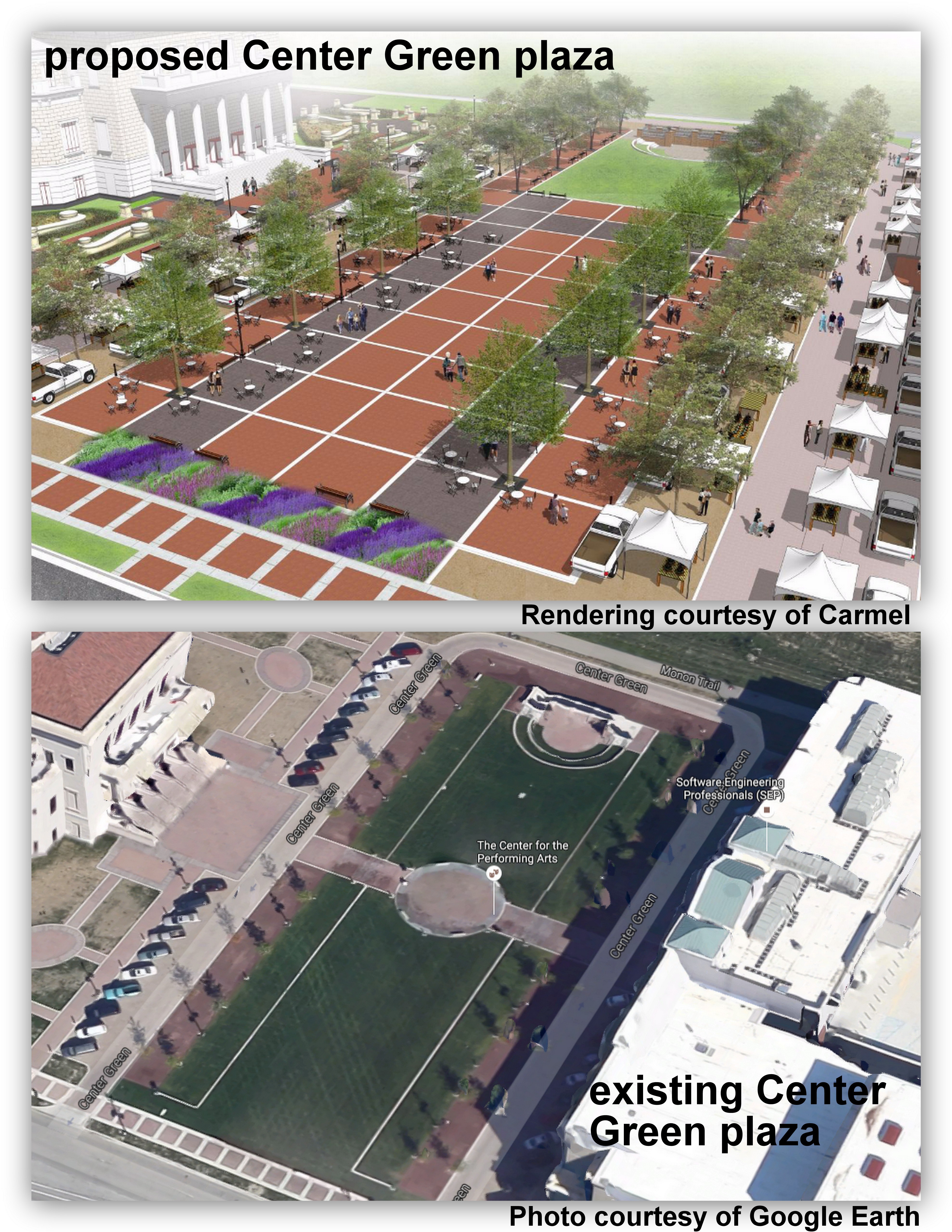 Center Green - proposed and current
