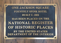one jackson square plaque