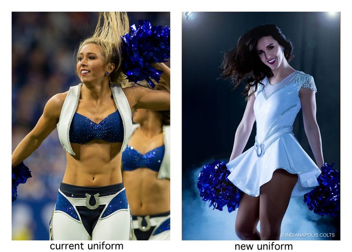Colts cheerleader uniform old and new - 700 px