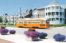 Refurbished streetcar in Kenosha, Wisconsin