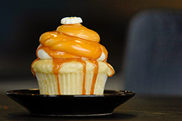 Holy Cow, Cupcakes! offers this butterscotch-dipped vanilla option