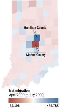 Population change in Indiana's counties