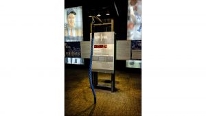 Visitors can measure their strength by pulling down on a weighted rope.