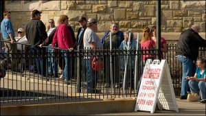 As Connersville's unemployment rate has grown, so have the lines outside the First United Methodist Church downtown, which houses a free medical clinic twice a month.