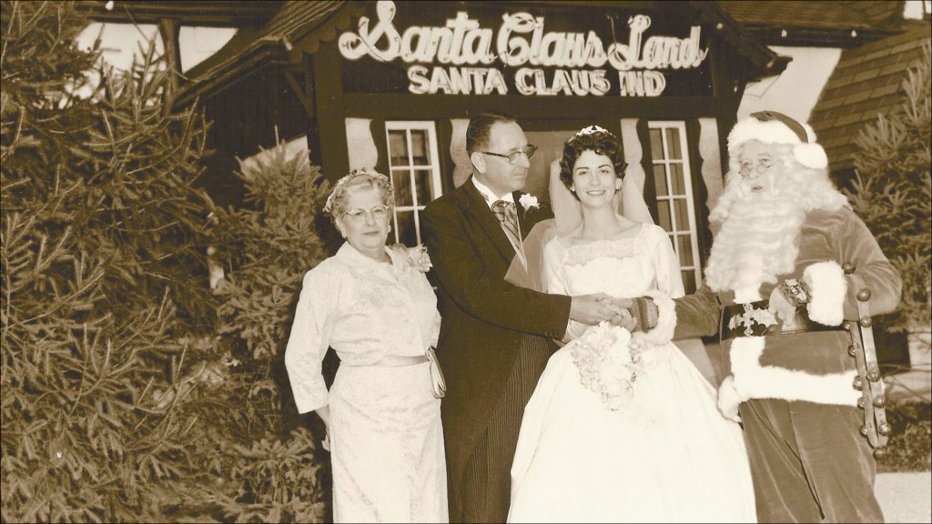 Bill and Pat Koch married in December 1960. Her parents, Santa Jim and Isabelle Yellig, posed with the newlyweds.