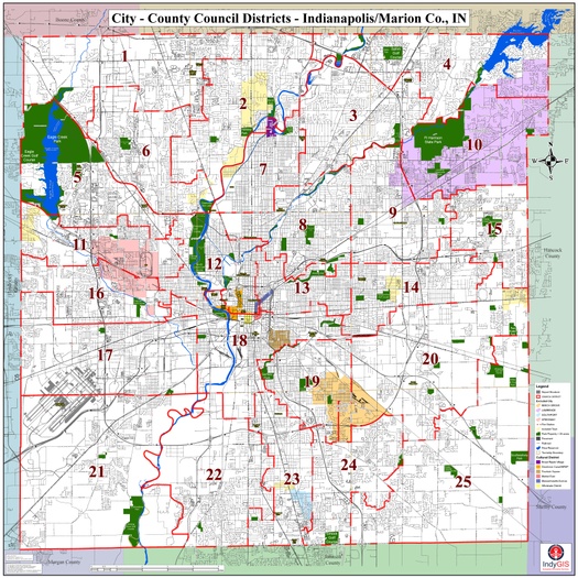 The proposed 2024 City-County Council district map, part of Proposal 157. (Courtesy Indianapolis-Marion County City-County Council)